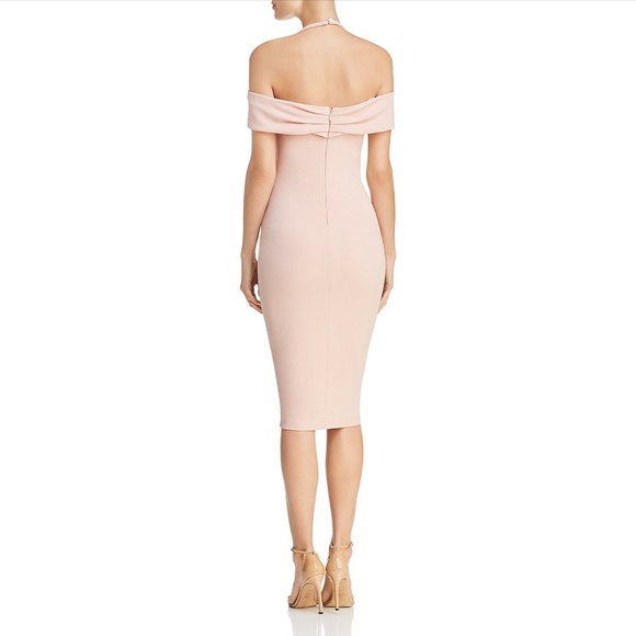 NOOKIE: Athena Off Shoulder Light Pink Midi Dress (NWT) - Picture 5 of 8